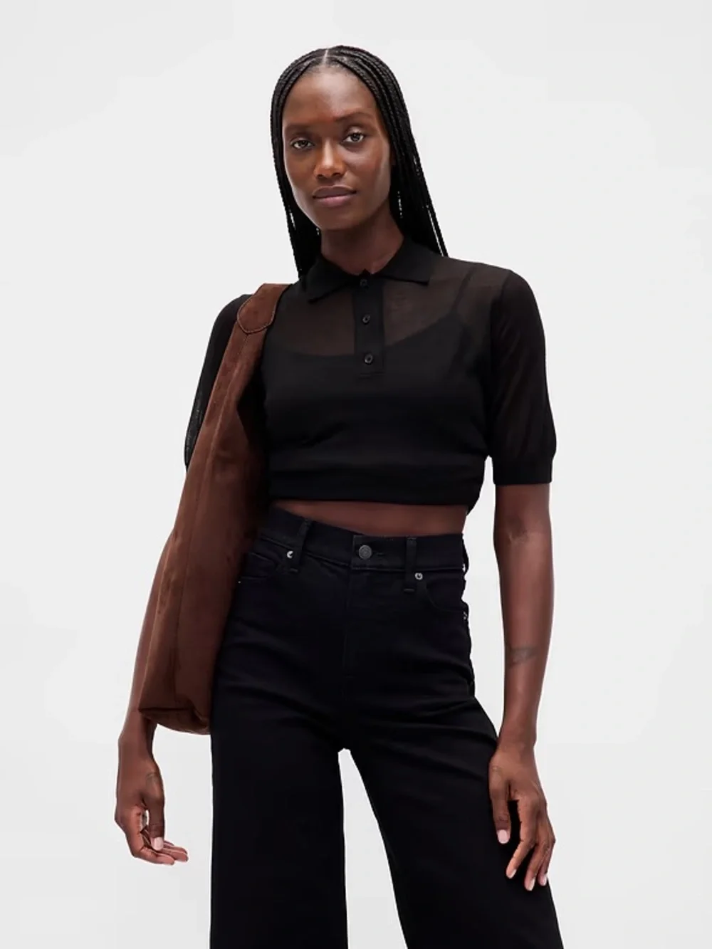 GAP Dark Brown Suede Hobo Shoulder Bag